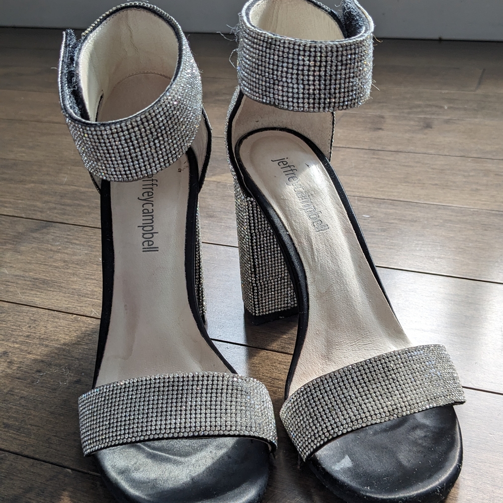 Jeffrey Campbell Glittering Black and Silver Heels